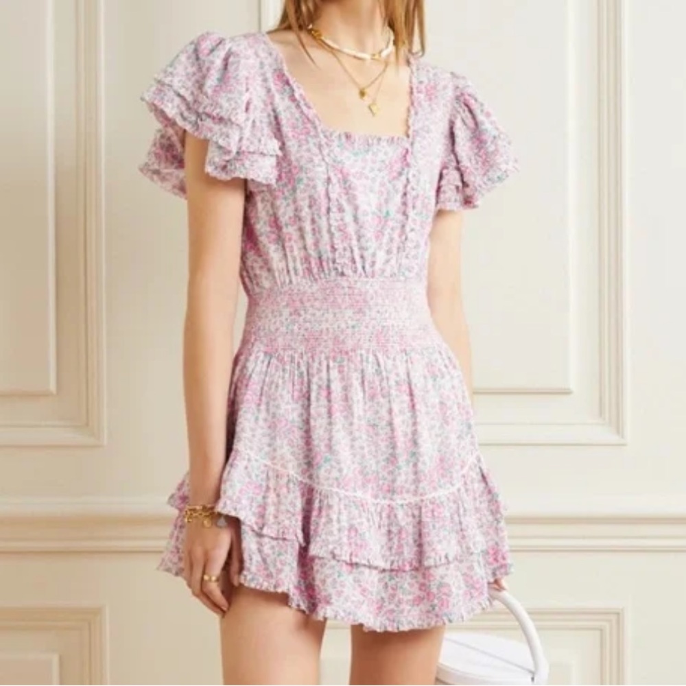 LoveShackFancy Pink Mini Dress Stanton